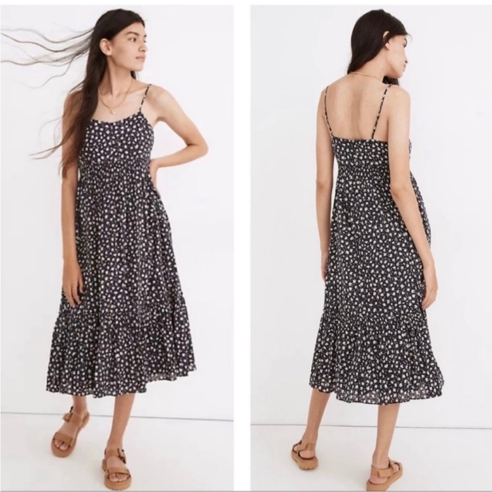 Madewell Cami smock waist tiered midi dress in sweet floral size 6